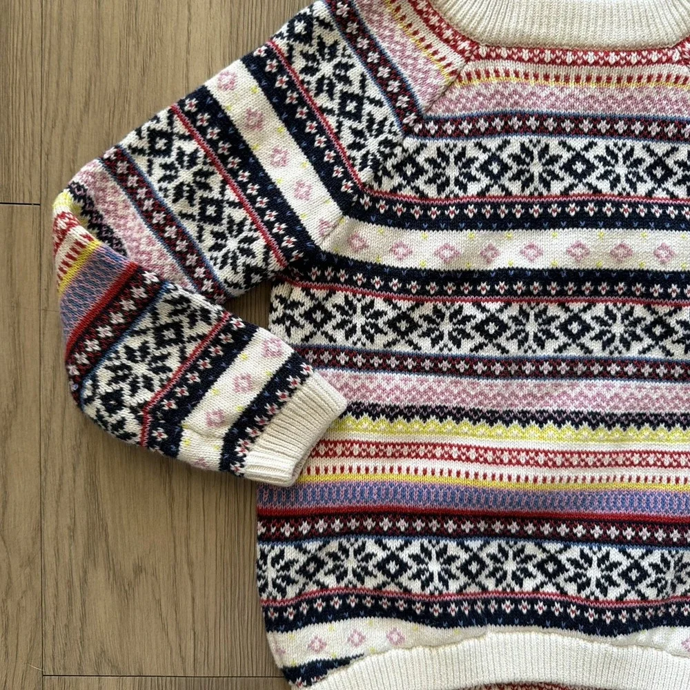 Girls 5T Fair Isle Swater Pullover Colorful Geometric Stripes Old Navy
